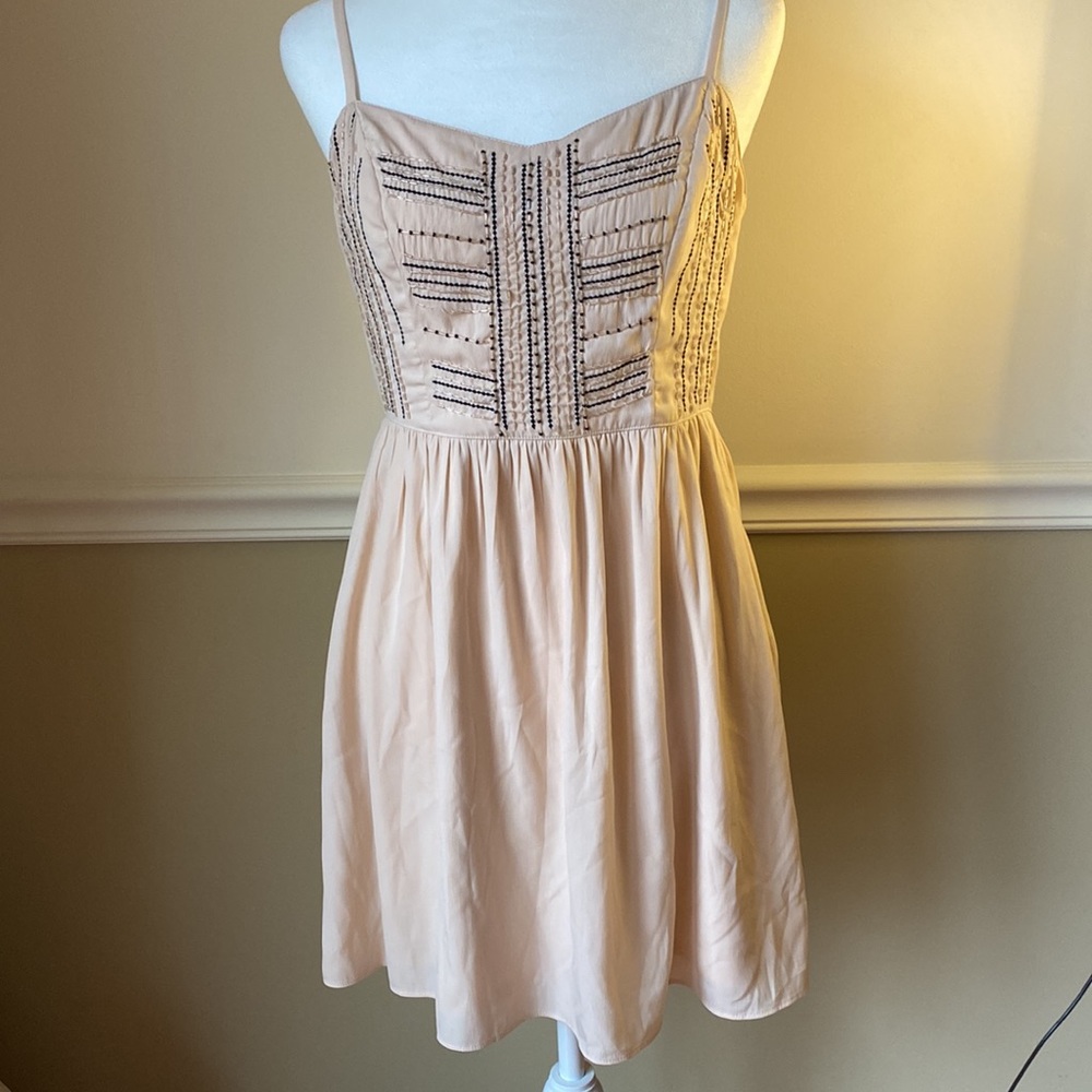 American Eagle Blush Pink Beaded Mini Dress - Size 6